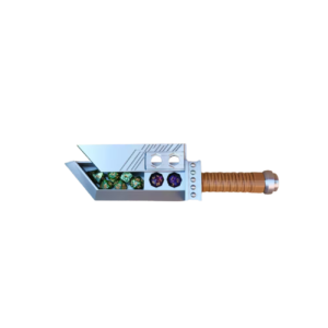 Espada gigante, caja de almacenamiento de dados, incluye un juego de dados