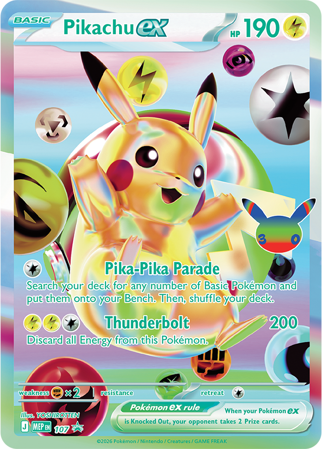 Pikachu 107 nueva rareza Pokemon TCG 30th Celebration
